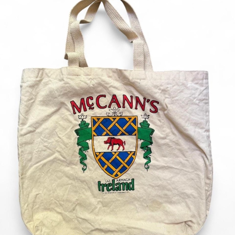 McCANN’S Ireland canvas tote. Nice size, few spots as seen in pics. 17”x14”x4”